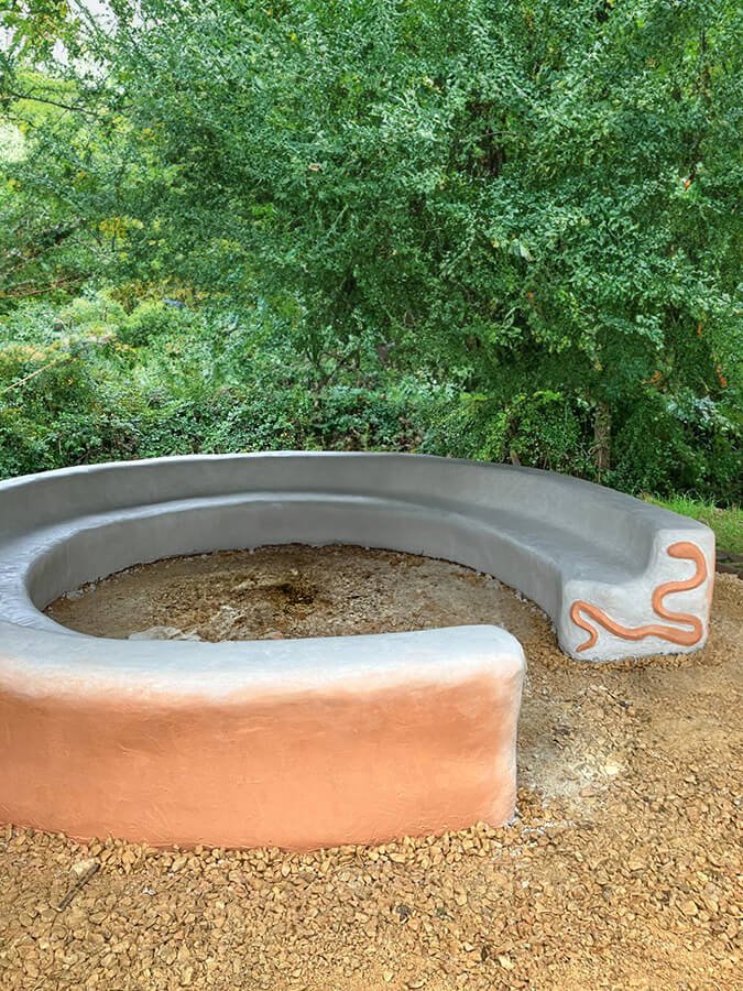 circular earth bench in nature