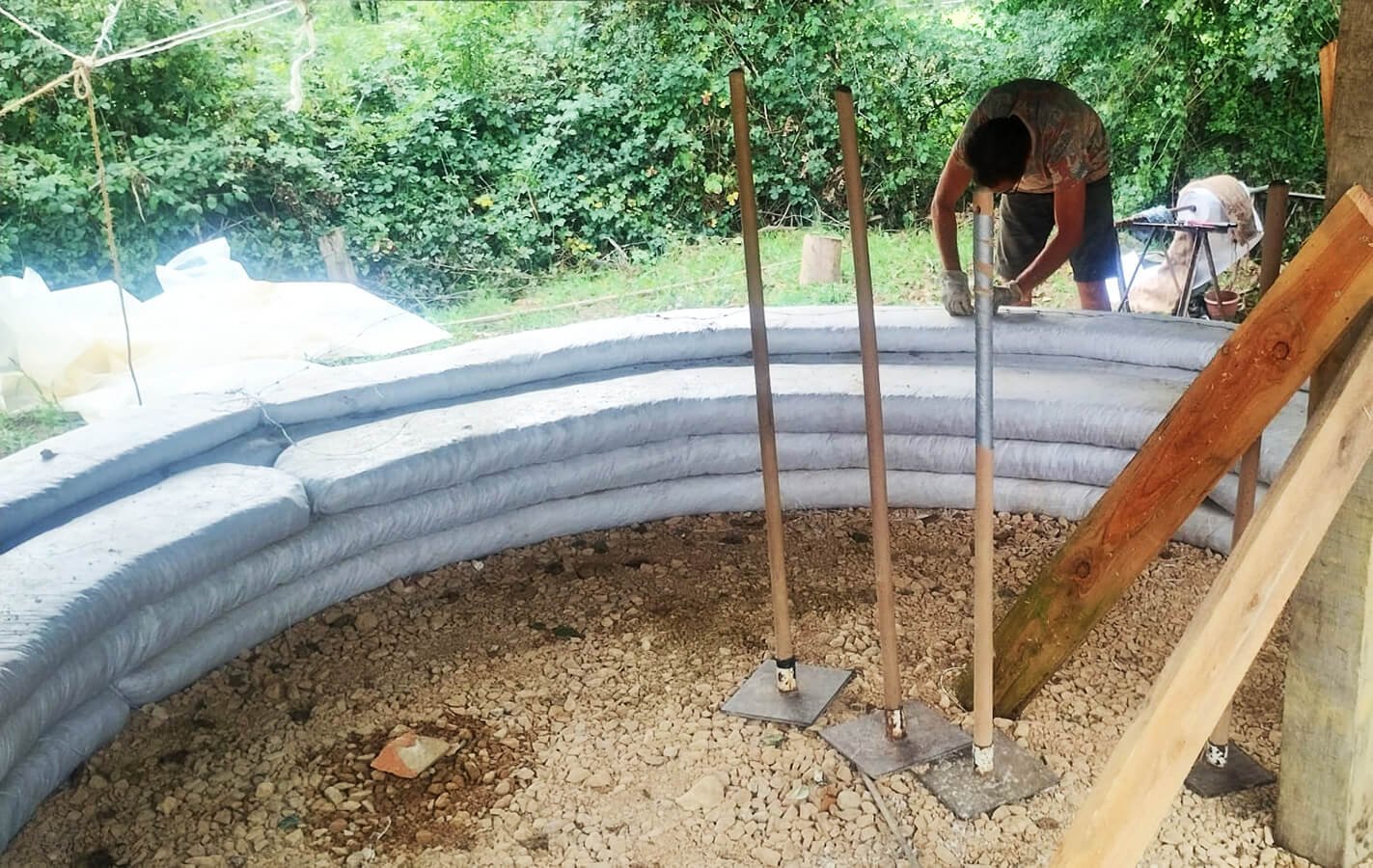 circular earth bench in nature