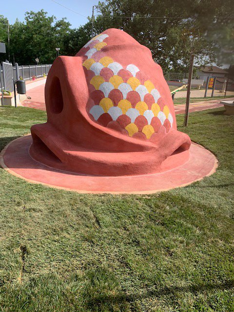 superadobe dome at the kids playground