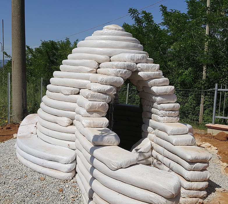 superadobe dome at the kids playground