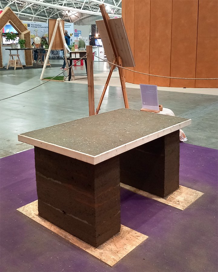 table made of rammed earth