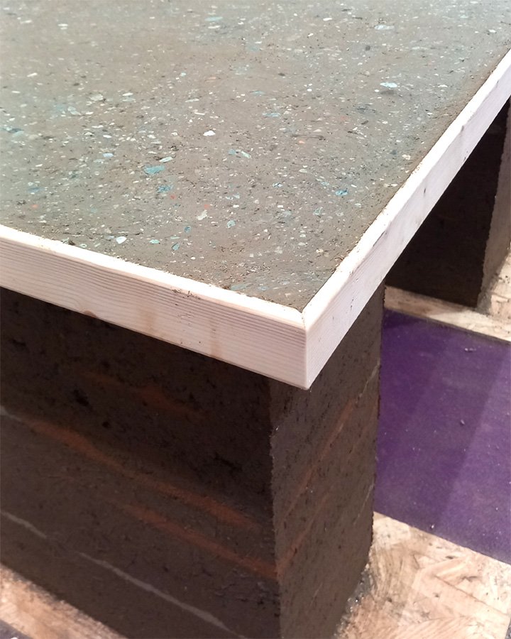 table made of rammed earth