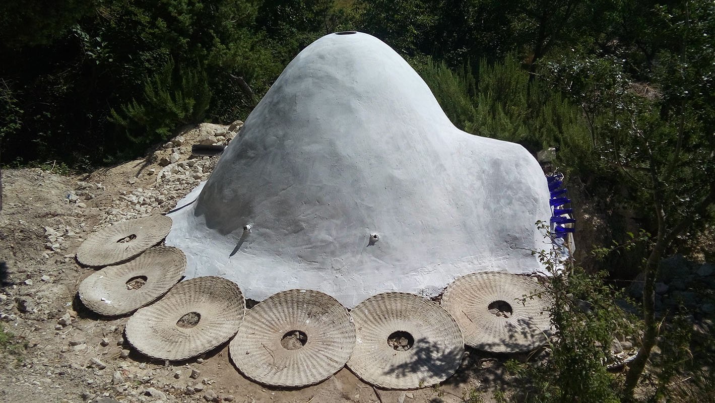 underground earth dome in superadobe